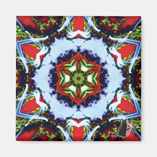 Gestreiftes Kaleidoskop-Magnet Magnet (Vorne)