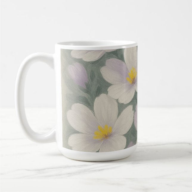 Gestreiftes Keramik-Mug mit Gänseblümchen Kaffeetasse (Links)