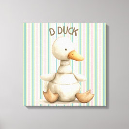 Gestreiftes Kinderzimmer mit Duck & D Duck Accent Leinwanddruck