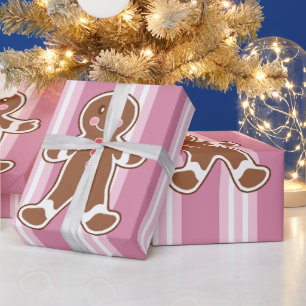 Gestreiftes Lebkuchenjungen-Geschenkpapier  Geschenkpapier