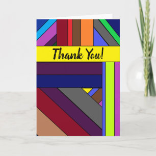 Gestreiftes mehrfarbiges Design, Danke!-Karte Dankeskarte
