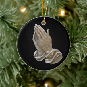 Gestreiftes Metall mit aussehenden Betenhand Keramik Ornament