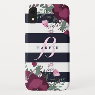 Gestreiftes mit Monogramm der Rosa-u. iPhone XR Hülle