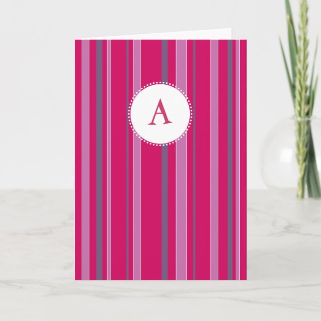 Gestreiftes Monogramm - Fuschia u. Lila (Vorderseite)