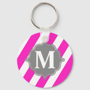 Gestreiftes Monogramm-Schlüsselkette Schlüsselanhänger