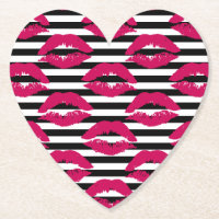 Gestreiftes Muster des Lippenstift-Kuss-B&W