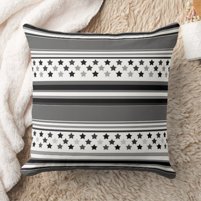 Gestreiftes Muster horizontal mit Sternen  Kissen (Decke)