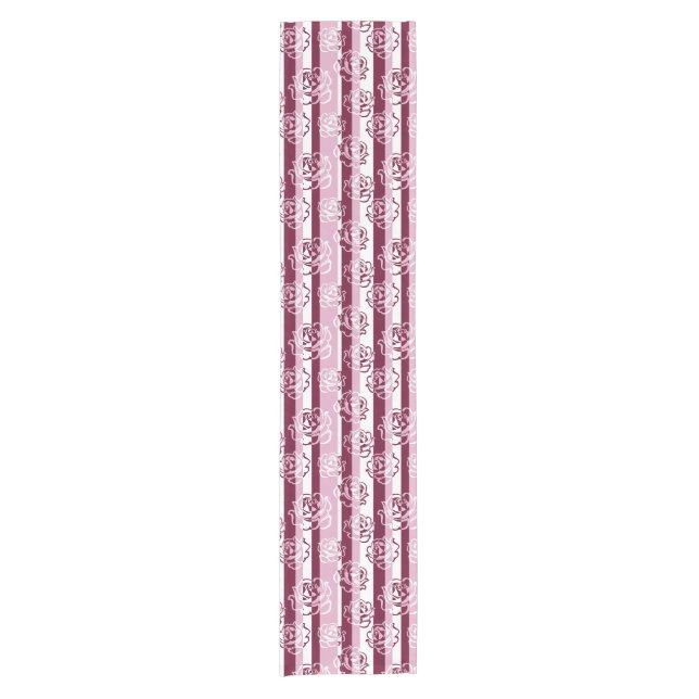 Gestreiftes Muster mit Rosen Kurzer Tischläufer (Vorderseite)