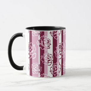 Gestreiftes Muster mit Rosen Tasse