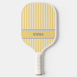 Gestreiftes Preppy-Gelb und Blau mit personalisier Pickleball Schläger