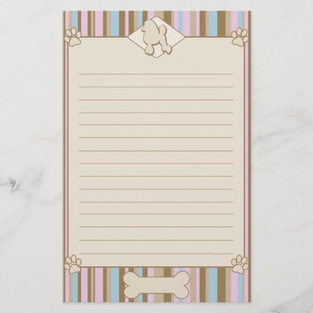 Gestreiftes Pudel-Briefpapier Briefpapier (Vorderseite)