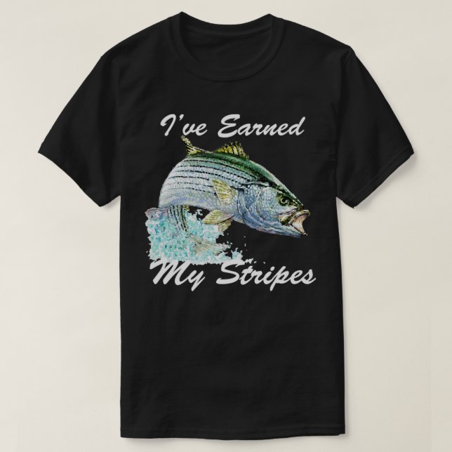 Gestreiftes Rockfish-Fanggeschenk Ich verdiene mei T-Shirt (Design vorne)