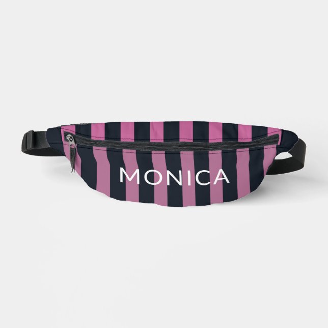 gestreiftes Rosa | individuelle Name Bauchtasche (Vorderseite)
