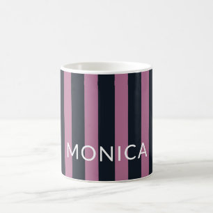 gestreiftes Rosa individuelle Name Kaffeetasse