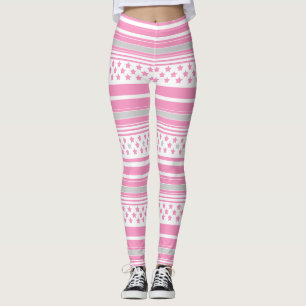 Gestreiftes rosa Muster mit Sternen Leggings