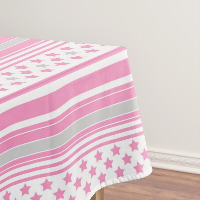 Gestreiftes rosa Muster mit Sternen Tischdecke (Beispiel)