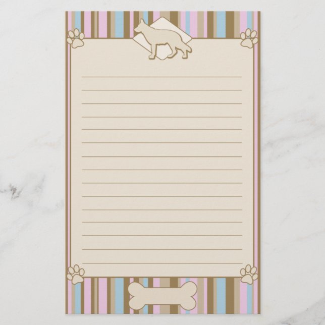 Gestreiftes Schäferhund-Briefpapier Briefpapier (Vorderseite)