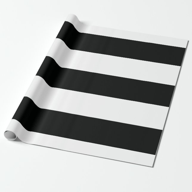 Gestreiftes (schwarz u. Weiß | horizontal) Geschenkpapier (Ungerollt)