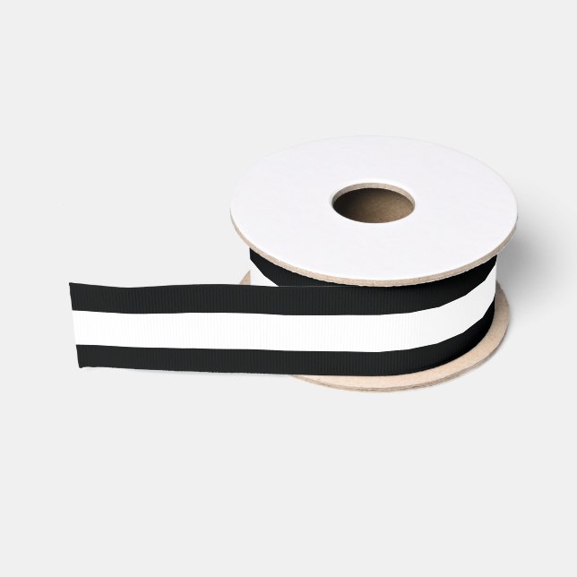 Gestreiftes (schwarz u. Weiß | horizontal) Ripsband (Spule)