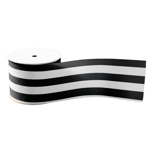 Gestreiftes (schwarz u. Weiß | horizontal) Ripsband (Spule)