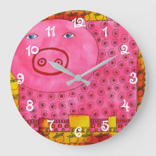 Gestreiftes Schwein Große Wanduhr