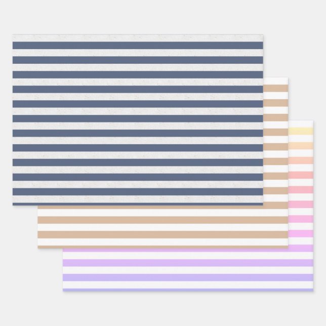 gestreiftes Set von 3 Geschenkpapier Set (Set)