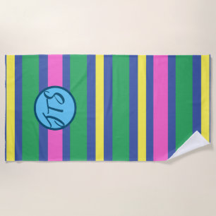 Gestreiftes Strandtuch mit individueller Monogramm