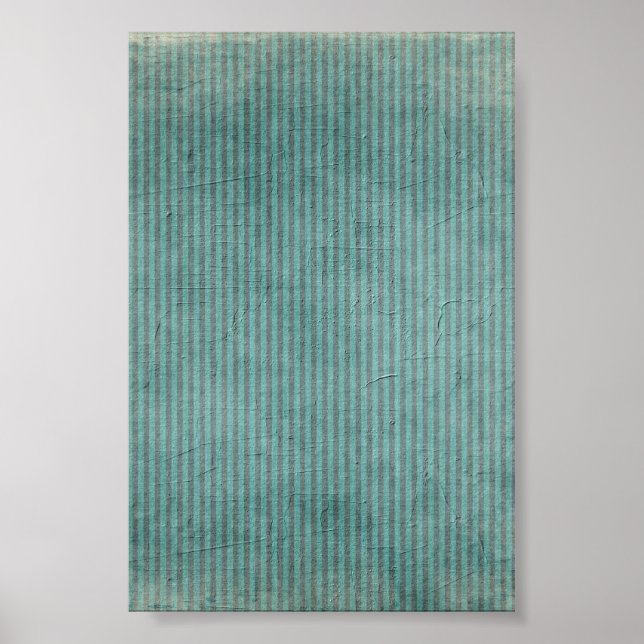Gestreiftes Teal-Grunge-Muster Poster (Vorne)