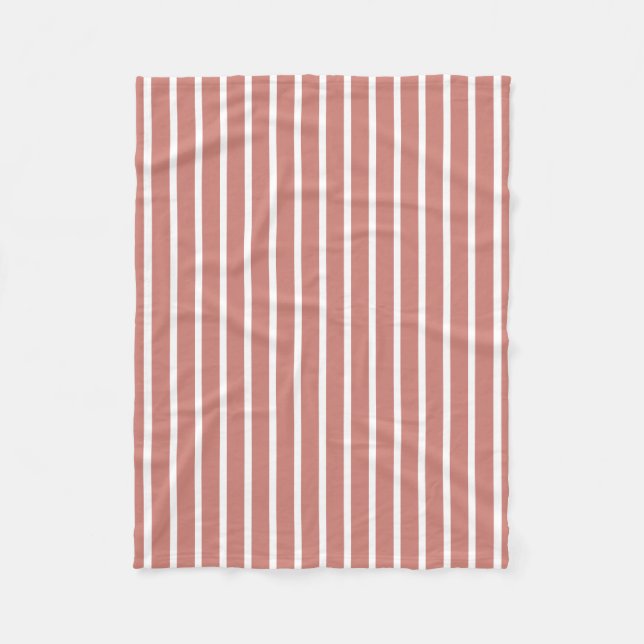 Gestreiftes Terrakotta-Rosa-Weiß Fleecedecke (Vorderseite)