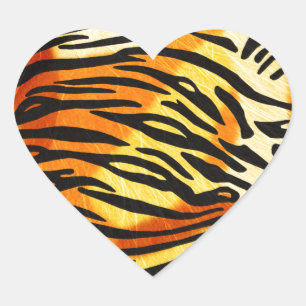 Gestreiftes Tiger-Pelz-Tier-Druck-Muster Herz-Aufkleber
