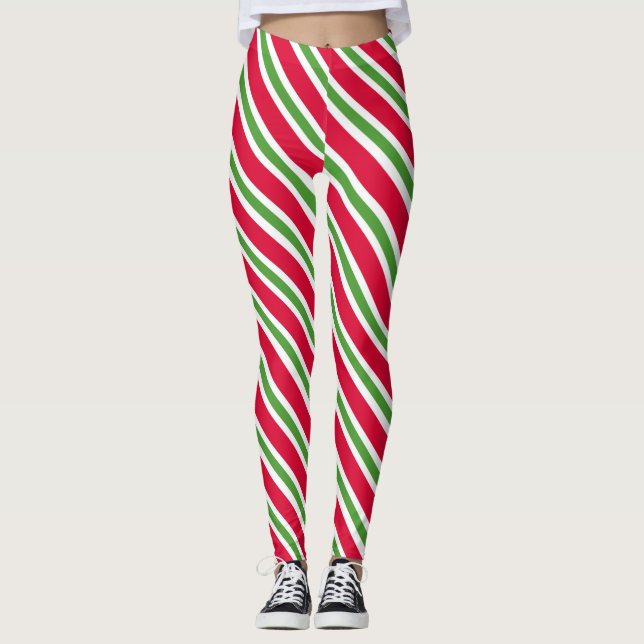 Gestreiftes Weihnachten Leggings (Vorderseite)