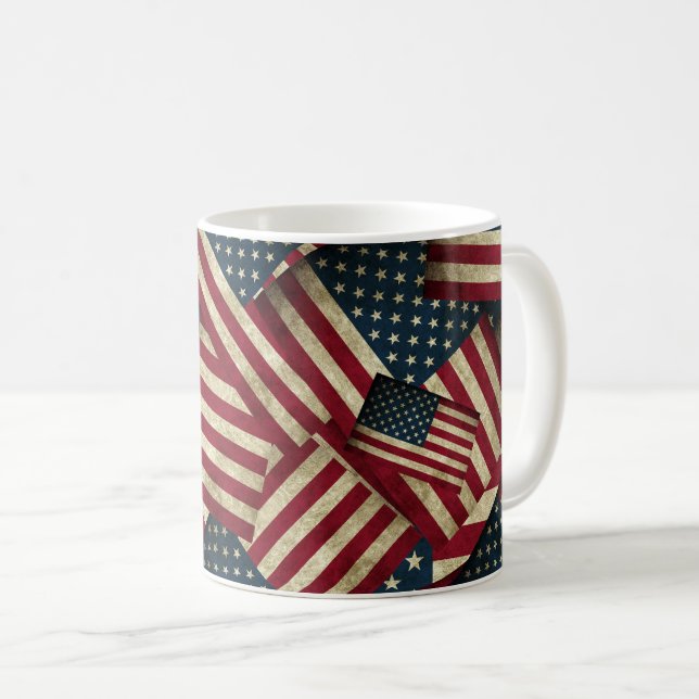 Gestresste amerikanische Flaggenkunst Kaffeetasse (VorderseiteRechts)