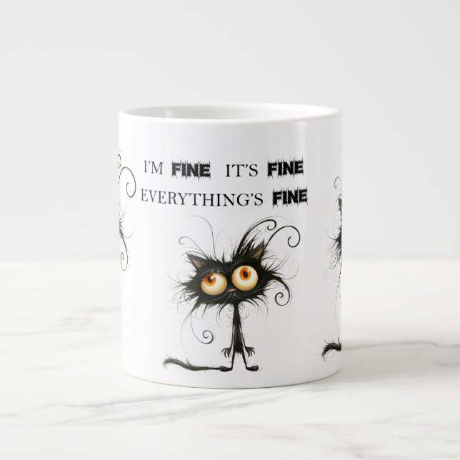 Gestresste Katze Mir geht's gut Es ist okay Alles  Jumbo-Tasse (Vorderseite)