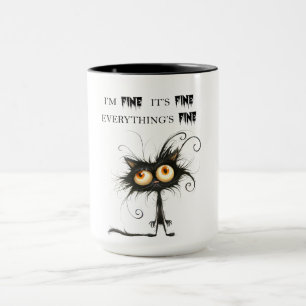 Gestresste Katze Mir geht's gut Es ist okay Alles Tasse