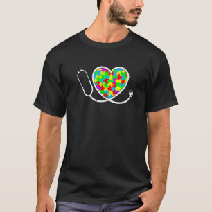Gestresste Pflegekraft Autismus Puzzle Stethoskop T-Shirt