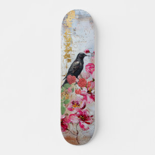 Gestresste rosa Florals Raven & Roses Skateboard