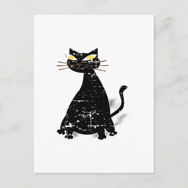 Gestresste schwarze fette Katze Postkarte (Vorderseite)