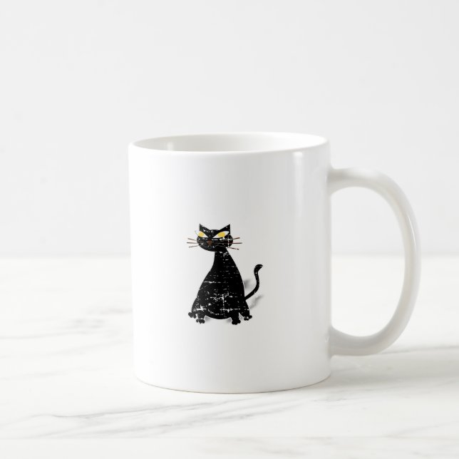 Gestresste schwarze fette Katze Tasse (Rechts)