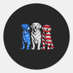 Gestresste US-Flagge Golden Retriever Hund 4. Runder Aufkleber