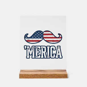 Gestresster Amerika-Schnurrbart-Patriotischer Vekt Acrylschild