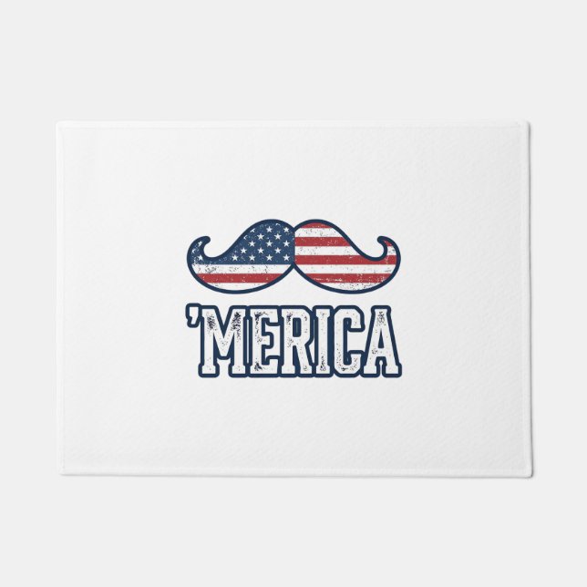 Gestresster Amerika-Schnurrbart-Patriotischer Vekt Fußmatte (Vorderseite)
