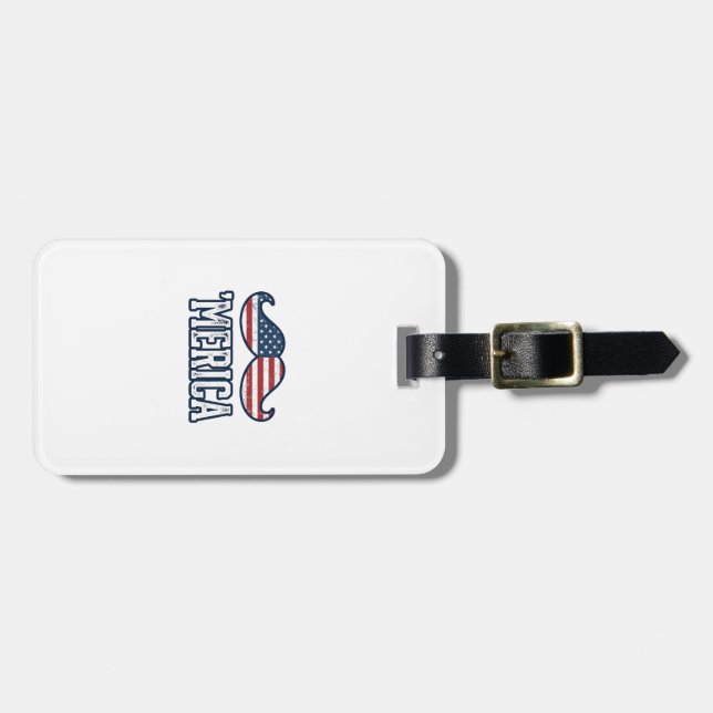 Gestresster Amerika-Schnurrbart-Patriotischer Vekt Gepäckanhänger (Vorderseite horizontal)
