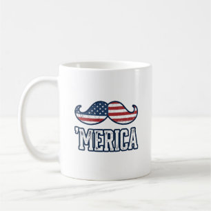 Gestresster Amerika-Schnurrbart Patriotischer Vekt Kaffeetasse