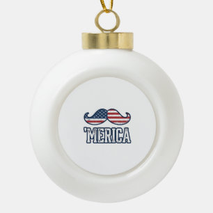 Gestresster Amerika-Schnurrbart Patriotischer Vekt Keramik Kugel-Ornament