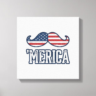 Gestresster Amerika-Schnurrbart-Patriotisches Vekt Leinwanddruck