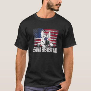 Gestresster deutscher Schäferhund-Vater USA-Flagge T-Shirt