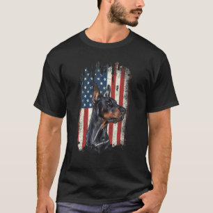 Gestresster Dobermann Amerikanische Flagge Patriot T-Shirt