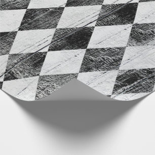 Gestresster Harlekin Schwarz-Weiß-Diamant Geschenkpapier