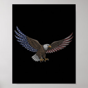 Gestresster Weißkopfseeadler fliegt Grungy-amerika Poster