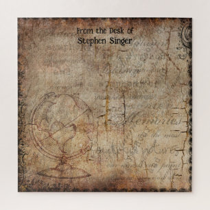 Gestresstes Steampunk-Globus-Reisejournal Papier Puzzle